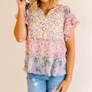 Flowy Babydoll top with flutter sleeves